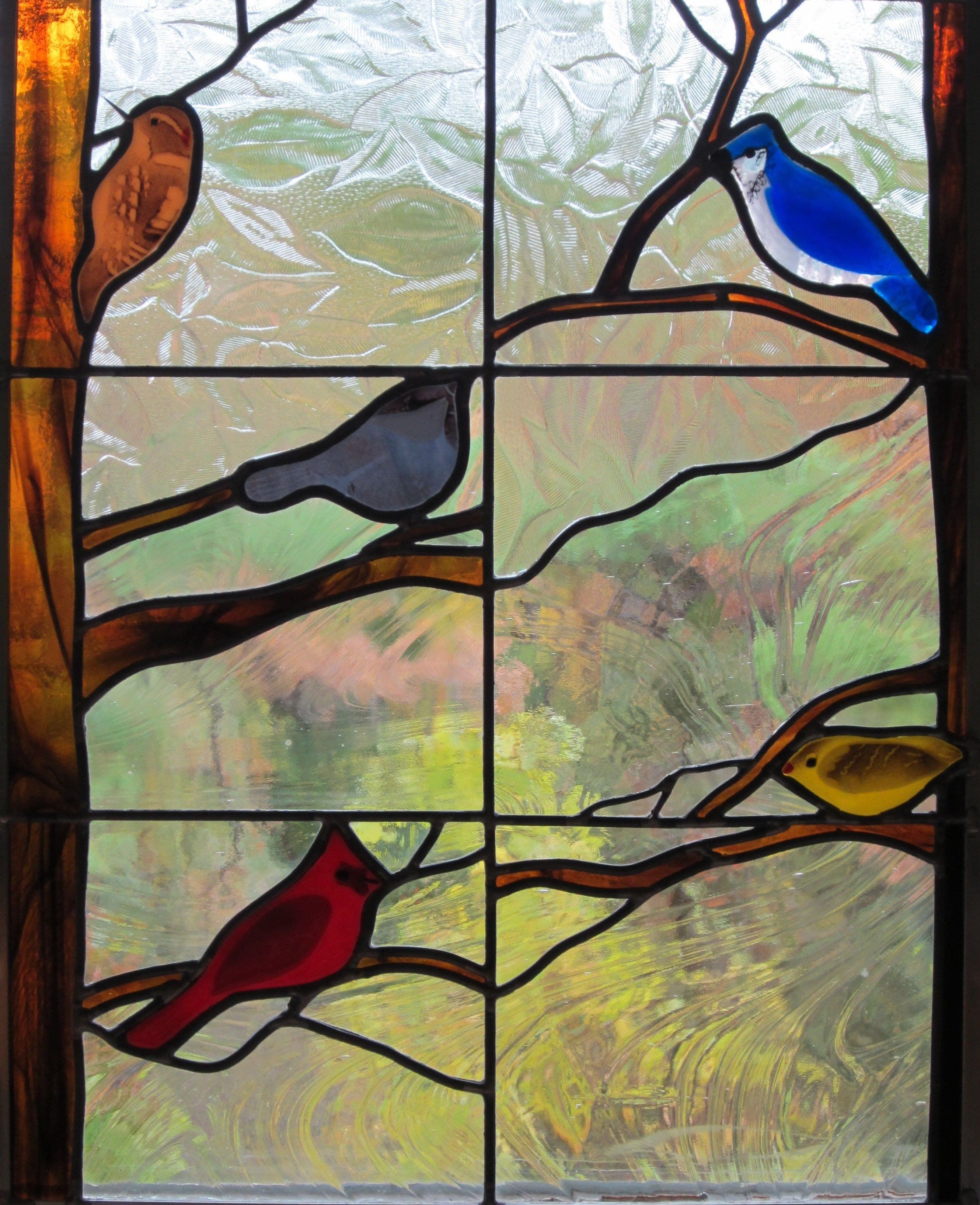 Fused glass birds,clear textured glass,